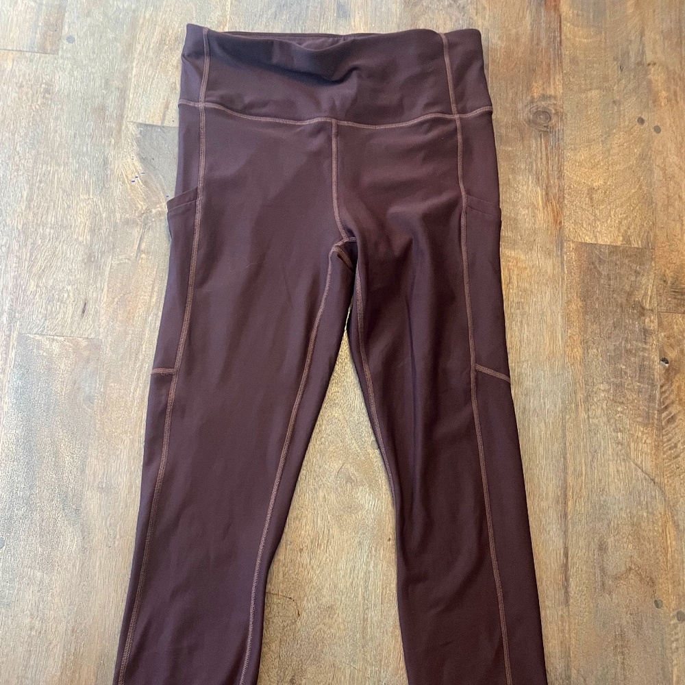 Women’s fabletic pure lux leggings with pocket, dark brown, size L